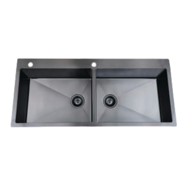 PVD Square Double Bowl Kitchen Sink - 45 x 20 x 09 inch - Tap World India